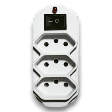 Imagem de Adaptador de Tomada 3 Saídas com Interruptor e LED – 10A/250V – Compacto e Seguro