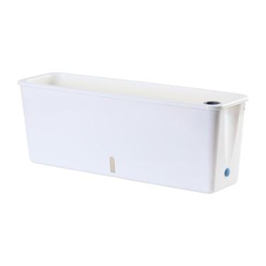 Imagem de Ioensy Vaso de janela, floreira, autoirrigável, grande capacidade, versátil, retangular, para externa, decoração de pátio doméstico, Branco Puro