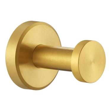 Imagem de Angle Simple Gancho para roupão e toalha, gancho de roupão de banheiro de aço inoxidável SUS304, pequeno cabide de toalha para parede ou armário, ouro escuro escovado