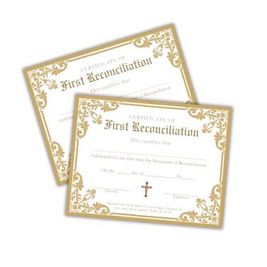 Imagem de Certificado Católico de Primeira Reconciliação Pacote com 30 21,6 x 28 cm Marco Religioso Primeira Comunhão Igreja Sacramento a Moldura Confirmação de Prêmio
