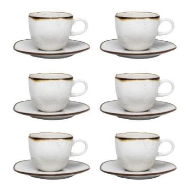 Imagem de Conjunto 6 xícaras 220 ml com pires oxford maresia porcelana