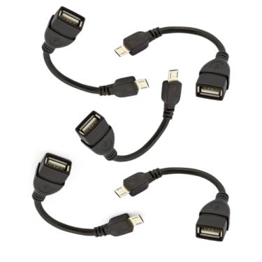 Imagem de Kit com 5 Cabos OTG Micro USB V8 Macho para USB 3.0 Fêmea, Adaptadores