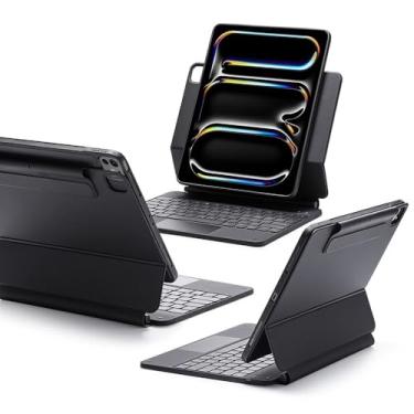 Imagem de Capa Teclado Magnética para iPad Pro 13 2024 Preta, Suporte Magnético, Rebound 360, US Layout