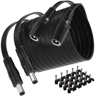 Imagem de SIOCEN 【Pacote com 2】 Cabo de extensão de alimentação CC 12 V de 20 pés, cabo de extensão de 5,5 mm x 2,1 mm 12 V cabo de câmera de segurança plano macho para fêmea para CCTV IP câmera interna Dvr tira de LED independente, adaptador de alimentação