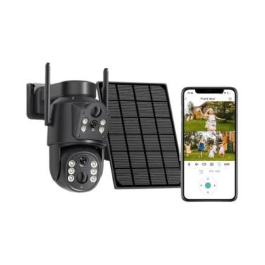 Imagem de Câmera Solar WiFi 4K HD Externa 8MP Lente Dupla Vigilância Por Vídeo S