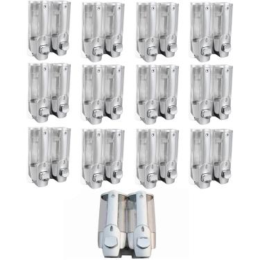 Imagem de Dispenser Duplo Sabao Sabonete Acool em Gel Kit 13 Uni Shampoo Liquido Hotel Shopping