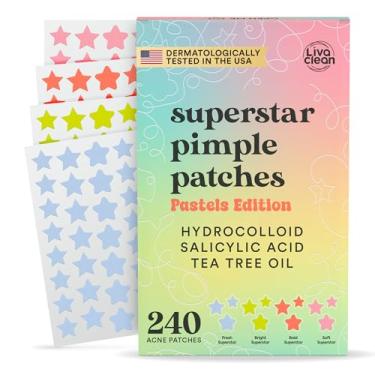 Imagem de LivaClean 240 CT Cute Pimple Patches for Face w/Salicylic Acid & Tea Tree, Hydrocolloid Acne Patches Cute Star Pimple Patch for Healing, Adorable Face Stickers, Zit Patch