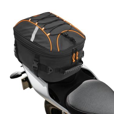 Imagem de JLDTOP Bolsa traseira de motocicleta, bolsa expansível para assento traseiro de motocicleta de 22 a 34 l com capa de chuva, bolsa de capacete, mochila de armazenamento de bagagem (preto)