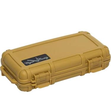 Imagem de Cigar Caddy Umidificador De Viagem Tan Com Vedação Hermética, Kit Caixa Portátil, À Prova D'Água, Disco Suporte Antiesmagamento, Comporta Até 5 Charutos Churchill
