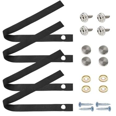 Imagem de Wuyaoyao 4 peças de alças de porta de trailer, correias de porta deslizante RV de 45 cm com botão de encaixe de 4 peças, alça de segurança longa para porta de trailer de bolso, alça de amarração de