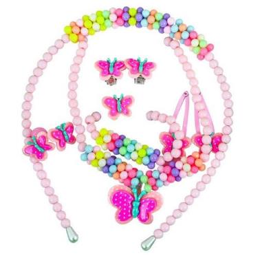 Imagem de Kit Acessorios Infantil ARCO, Presilha e Bijus DM TOYS DM7086 Borbolet