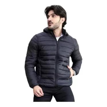 Imagem de Jaqueta Puffer Impermeável Masculina Térmica Capuz Poliamida - Amigos 