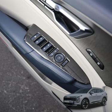 Imagem de Cnaurda Tampa do painel de interruptor de janela do carro fechadura lateral botão de controle de elevação moldura painel protetor adesivo de acabamento compatível com Kia Sportage 2023-2025 (padrão de