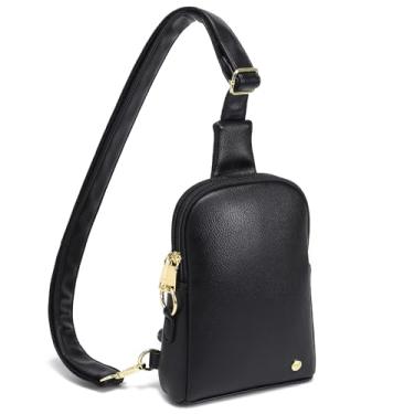 Imagem de INICAT Bolsas femininas transversais pequenas para viagem, porta-passaporte, pochete de couro vegano, presentes de aniversário, Preto profundo, Large, Casual