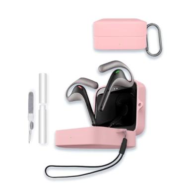 Imagem de Capa para fones de ouvido Timekettle W4 Pro AI, capa protetora de silicone macio WUNIAK portátil resistente a arranhões com kit de limpeza, mosquetão e cordão, rosa