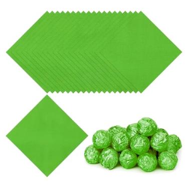 Imagem de PATIKIL Embalagens de doces de 7 x 7 cm, 200 peças de papel de embrulho de chocolate para decoração de doces caseiros de caramelo faça você mesmo, embalagem de bolo de chocolate, verde claro