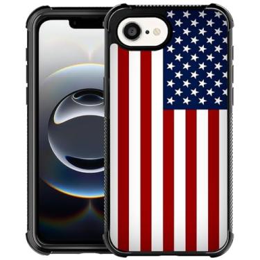 Imagem de CARLOCA Compatível com capa para iPhone 16e, padrão de bandeiras americanas vermelhas e azuis para meninas, ultra proteção à prova de choque de silicone macio TPU antiderrapante traseira