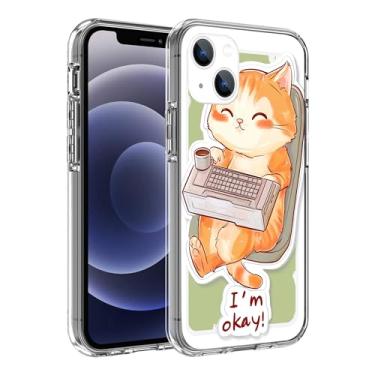 Imagem de SHDYQXSB Capa de telefone para iPhone 15, computador fofo de brinquedo de gato projetado para capa transparente TPU macio à prova de choque