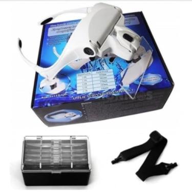 Imagem de Lupa de Cabeça Profissional com 5 Lentes de Aumento, Branco