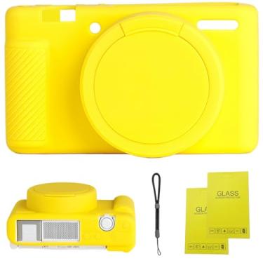 Imagem de Capa para câmera Sony ZV-1, ZV1, capa macia de borracha com capa de lente removível, capa macia antiarranhões com protetor de tela ZV1 e alça de pulso. (Amarelo)