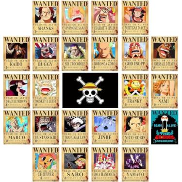 Imagem de CBKSUHBADE 25PCS Anime [OP] Wanted Posters 30×21 cm, New Bounty Edition, Chapéu de Palha Piratas Crew Nika Luffy 3 Billion, Zoro, Sanji, [OP] Anime Gifts(Retro)