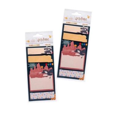 Imagem de Kit Bloco Adesivo Harry Potter 2 Cartelas c/ 4 Blocos 15 Folhas Cada -