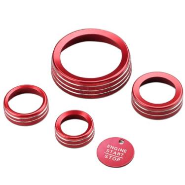 Imagem de Auovo Capas de botão de rádio para acessórios esportivos Ford Bronco 2025 2026 console central interruptor de volume do farol CA 4WD roda tração engrenagem tampa do botão 5 peças vermelho (para 2025+