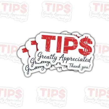 Imagem de 3 peças Tips Greatly Appreciated Thank You Adesivo de ponta engraçada para cafeterias, bares, salões, alimentos, caminhões, unhas, técnicos de unhas, massagistas, massagistas, pequenas empresas