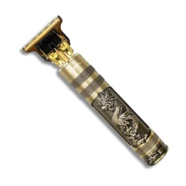 Imagem de Máquina de Cortar Cabelo e Barba Masculina Recarregável com 4 Pentes Profissionais – Acabamento Dourado, Sem Fio e Corte Preciso