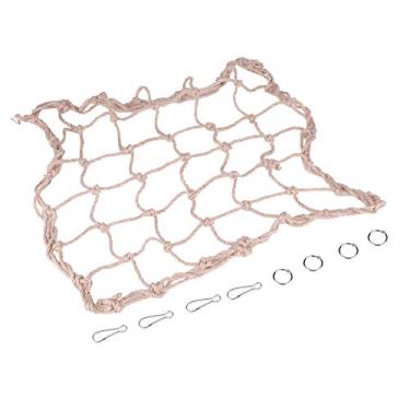 Imagem de Brinquedos para pássaros de papagaio, grande rede de escalada tecida com 4 ganchos, brinquedos para pássaros pendurados rede de balanço pequeno animal atividade escada de balanço