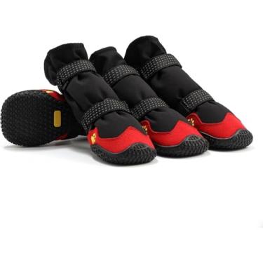 Imagem de Sapatos Para Cães, Botas E Protetores De Patas Antiderrapantes Sola De Borracha Impermeável Em Tempo Chuvoso Sapatos Para Cães, Caminhadas Ao Ar Livre, Para In, Black Red-4pcs Set, Size-5