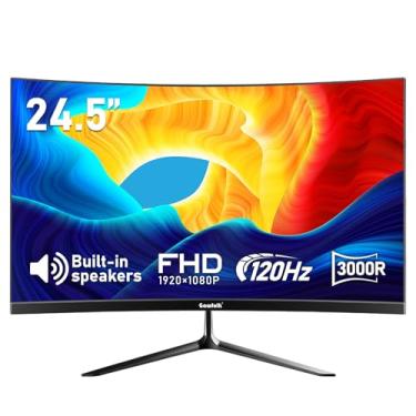 Imagem de Gawfolk Alto-falantes integrados para monitor curvo para jogos de 24,5 polegadas, tela de PC 3000R 120Hz Full HD 1080P, HDMI 2.0, VGA, suporte de parede compatível com 75 x 75 mm