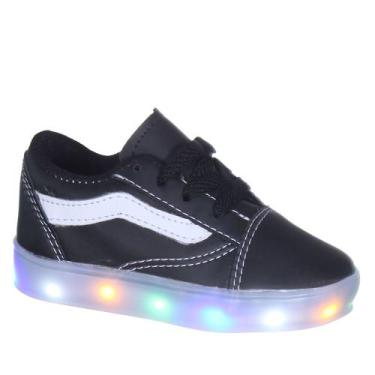 Imagem de Tenis com Sola com Luz que Pisca Preto Infantil Masculino Listrado - P