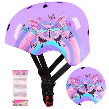 Imagem de Capacete de bicicleta infantil ajustável com adesivos DIY para meninas de 3 a 5 a 8 a 14 anos para bicicleta, scooter, skate, patins