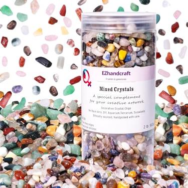 Imagem de Chips de cristal a granel, lascas de pedras preciosas roladas a granel 900 g, cristais de cura poshlidos, para projetos DIY, enchimento de vasos, solo suculento, mistura para vasos, decoração de