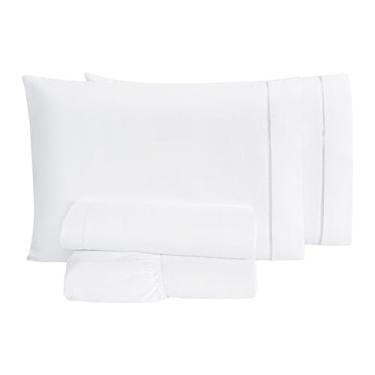 Imagem de Jogo De Cama Realeza 300 Fios Algodão Queen 4 Peças - Vitor Bordados, 