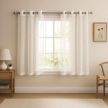 Imagem de Cortina de Voil Transparente Sem Forro Liso Varão 2m Janela - Mava Enx