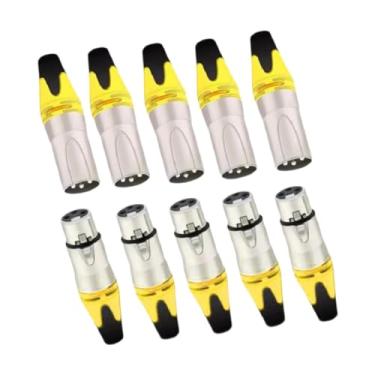 Imagem de menolana Cabo XLR Conector Soquete Áudio Macho E Fêmea 10 Peças Microfone Plugue DJ Festa Estúdio, amarelo