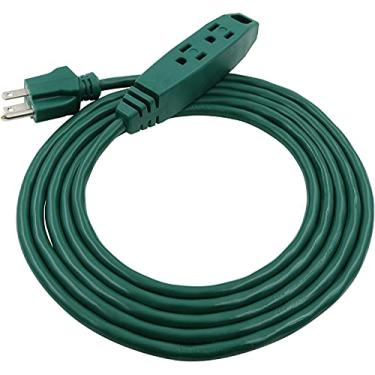 Imagem de Clear Power Cabo de extensão externo para gramado e jardim de 2,7 m 3 saídas 16/3 SJTW, cabo de alimentação verde para iluminação e decoração de feriados, plugue aterrado de 3 pontos, resistente à água e ao clima, DCOC-0140-DC