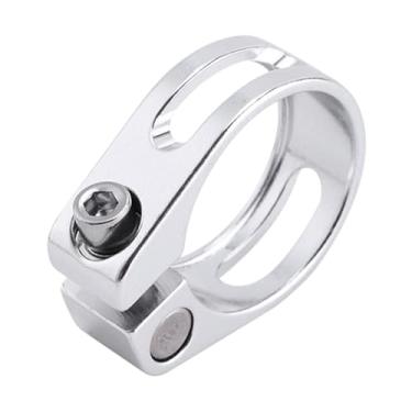 Imagem de menolana Bicicleta Post Post Cramp Tubo do tubo de clipe Premium Bike Parts Hollow Substituição Montagem Universal 31,8 mm Bicicleta Grampo, Prata