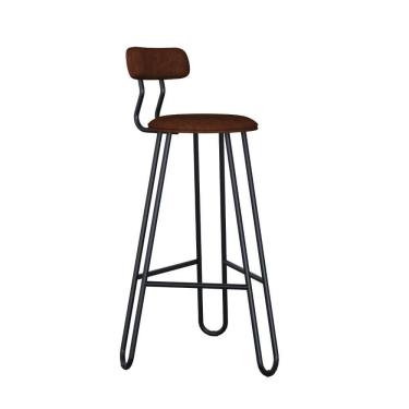 Imagem de Conjunto 4 Banquetas Alta Ginger Com Encosto Courino Whisky