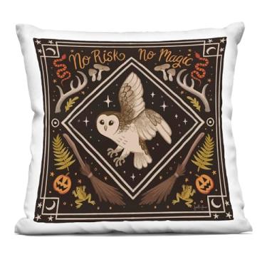 Imagem de Stupell Industries No Risks or Magic Owl Almofada impressa para ambientes internos, 45 x 18 x 46, preta