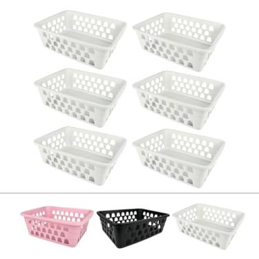Imagem de Cesto Organizador Kit 6 Pc Para Lavanderia, Cozinha, Quarto, Banheiro, Sala, Escritório, Resistente (Branco)