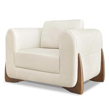 Imagem de Poltrona Para Sala Base De Madeira Izzy S06 Linho Natural - Mpozenato