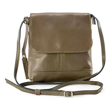 Imagem de Bolsa de Couro Legítimo Transversal Tiracolo Modelo Jô Tiracolo Feminina com Alças Ajustáveis (Verde Musgo)