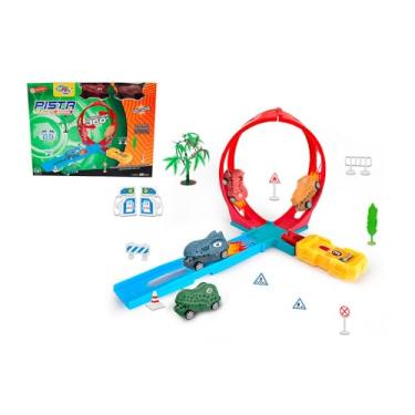 Imagem de Brinq Pista De Corrida Com Carrinho A Friccao Dino Car Wellmix Wb12244
