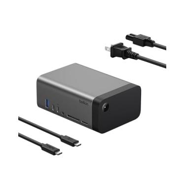 Imagem de Belkin Hub USB-C, base Pro GaN 11 em 1 de 150 W, estação de ancoragem multiportas com USB-C, USB-A, Ethernet, SD, MicroSD, porta de 3,5 mm, portas HDMI 4K para monitor triplo - compatível com MacBook