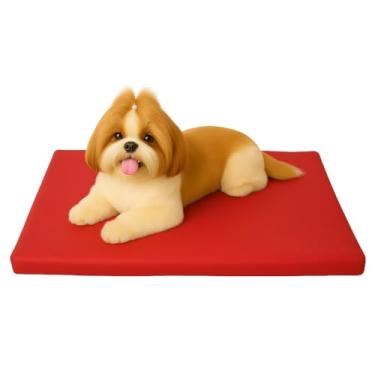 Imagem de Colchonete Impermeável para Cães, 70x50cm, Espuma Compacta, Capa Removível, Multicolorido, Uso Interno e Externo (Vermelho)