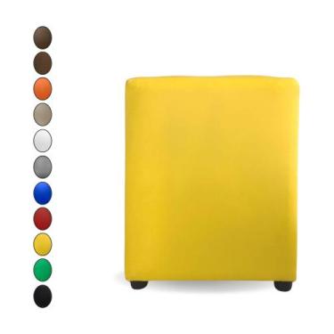 Imagem de Puff Quadrado Assento Estofado - REALIZAR, Amarelo, CORINO