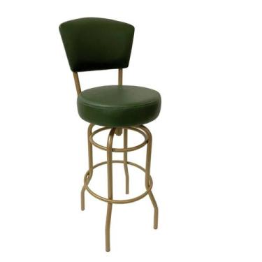 Imagem de Banqueta Altura 65cm Bar Giratória com Encosto cor Dourado fosco Assen